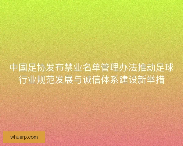 中国足协发布禁业名单管理办法推动足球行业规范发展与诚信体系建设新举措